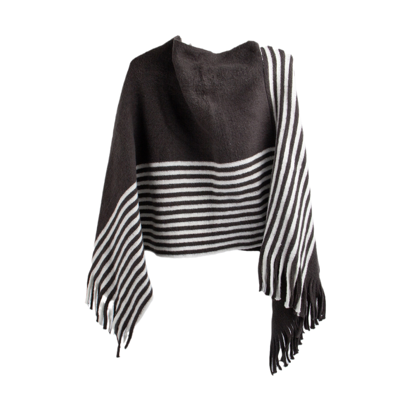 Damen Poncho mit Quaste, Baumwolle