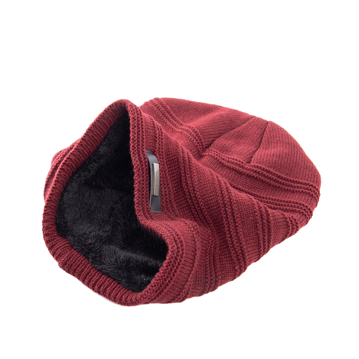 Fuzzy Lined Jacquard Slouchy Beanie1