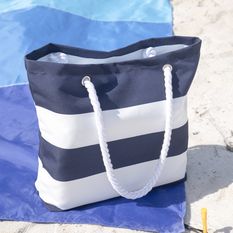 Striped Canvas Beach Tote Bag3