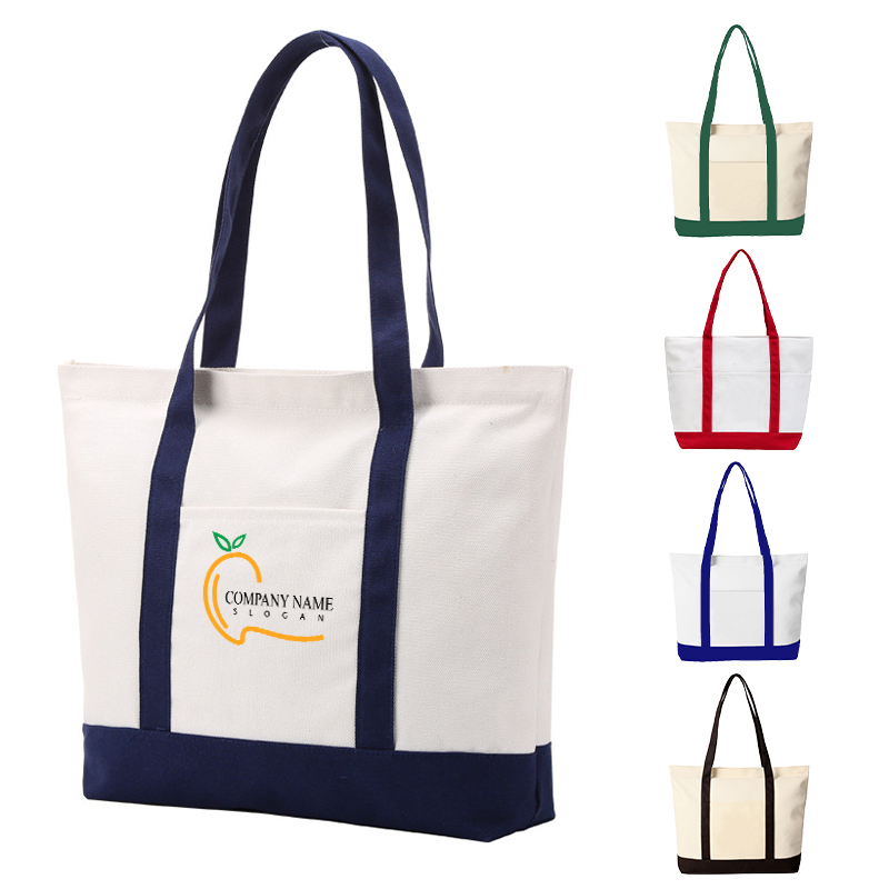 Einkaufstasche mit Tasche, Baumwoll-Canvas
