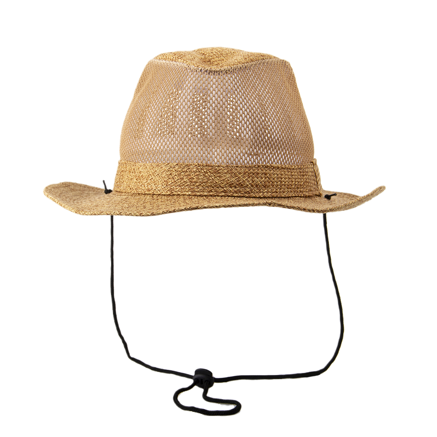 Mesh Straw Hat With Strap